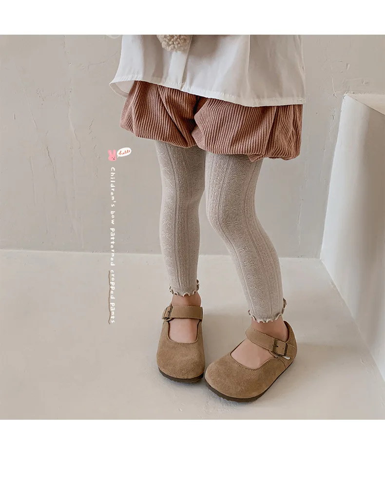Spring Warm Girls Pants Solid Color Cotton Baby Leggings Lace Flower Skinny Pants Girl Leggings Children Trousers