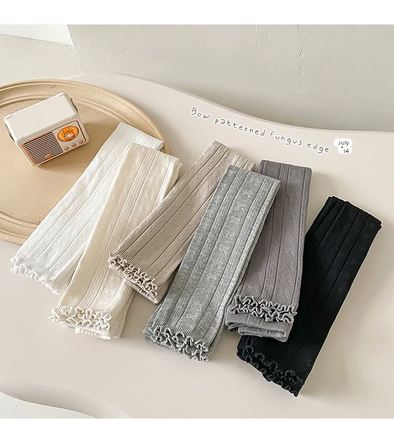 Spring Warm Girls Pants Solid Color Cotton Baby Leggings Lace Flower Skinny Pants Girl Leggings Children Trousers