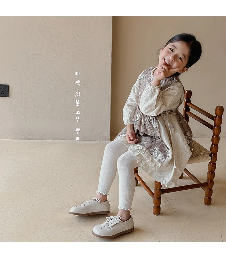 Spring Warm Girls Pants Solid Color Cotton Baby Leggings Lace Flower Skinny Pants Girl Leggings Children Trousers