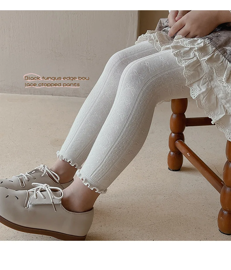 Spring Warm Girls Pants Solid Color Cotton Baby Leggings Lace Flower Skinny Pants Girl Leggings Children Trousers
