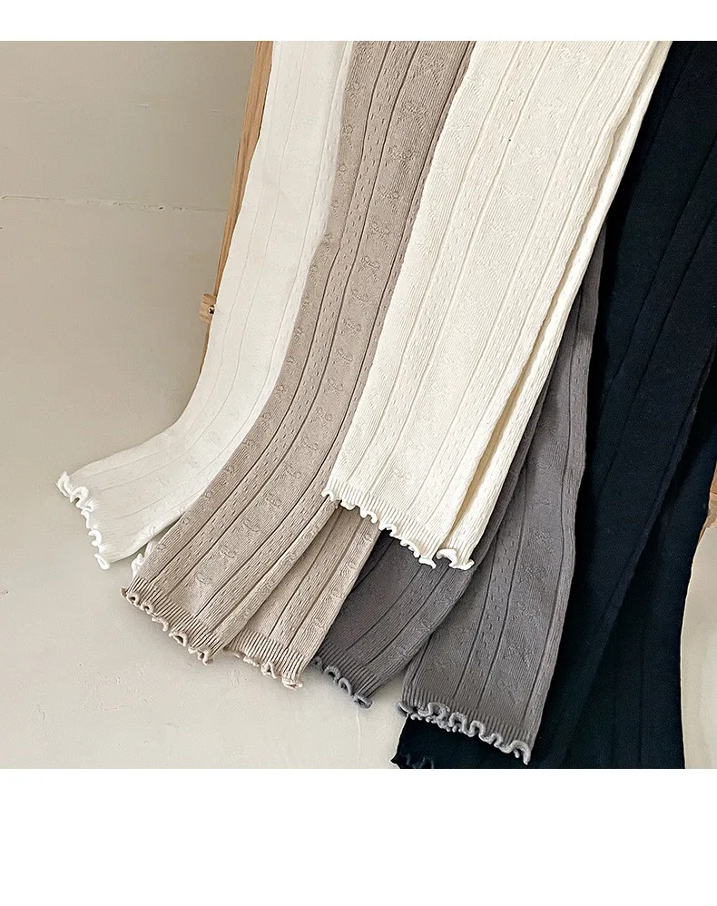 Spring Warm Girls Pants Solid Color Cotton Baby Leggings Lace Flower Skinny Pants Girl Leggings Children Trousers