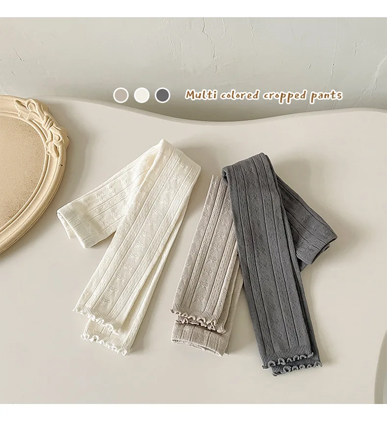 Spring Warm Girls Pants Solid Color Cotton Baby Leggings Lace Flower Skinny Pants Girl Leggings Children Trousers