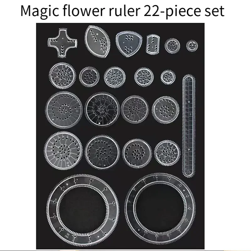 22pcs Spirograph Drawing Kaleidoscope Ruler Set Geometry Ruler Math Roulette Drawing Tool Learning Drawing Toy Art Tool