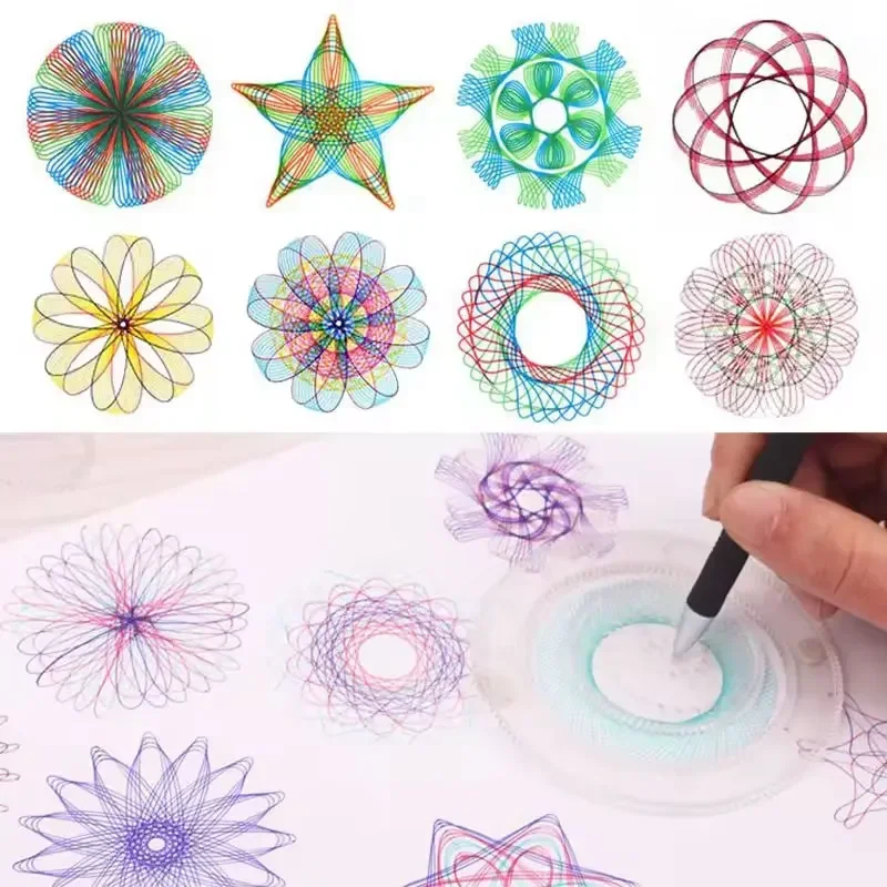 22pcs Spirograph Drawing Kaleidoscope Ruler Set Geometry Ruler Math Roulette Drawing Tool Learning Drawing Toy Art Tool