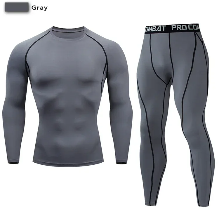 2pcs Men Compression Sportswear Suit Elastic Training Sports Yoga Sets Workout Jogging Fitness Clothing Tracksuit Pants Sporting