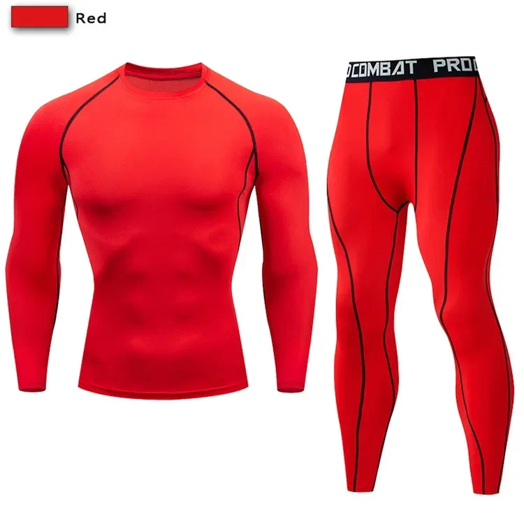 2pcs Men Compression Sportswear Suit Elastic Training Sports Yoga Sets Workout Jogging Fitness Clothing Tracksuit Pants Sporting