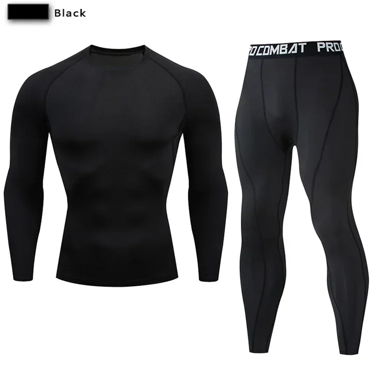 2pcs Men Compression Sportswear Suit Elastic Training Sports Yoga Sets Workout Jogging Fitness Clothing Tracksuit Pants Sporting