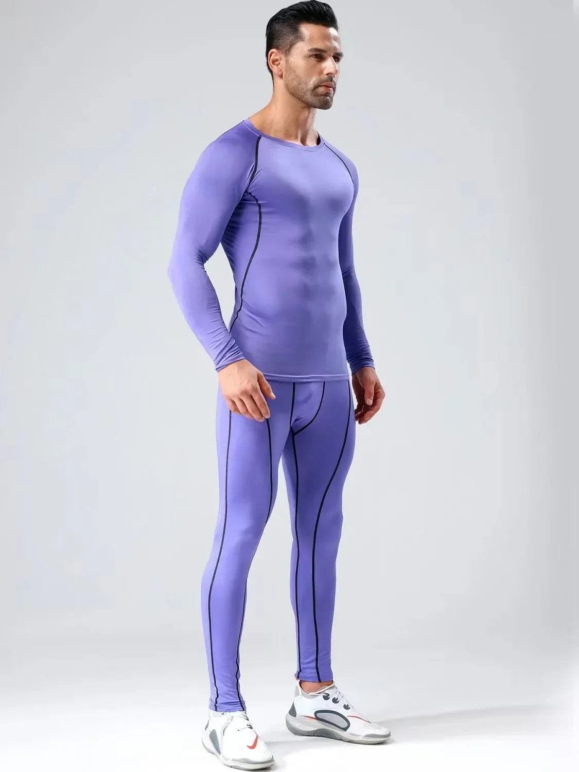 2pcs Men Compression Sportswear Suit Elastic Training Sports Yoga Sets Workout Jogging Fitness Clothing Tracksuit Pants Sporting