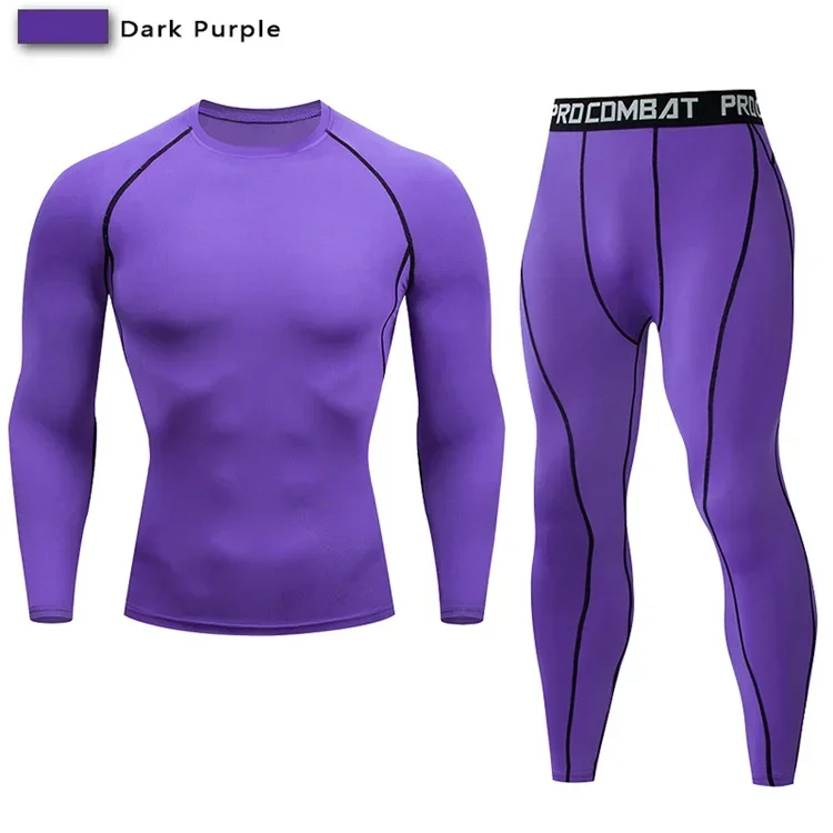 2pcs Men Compression Sportswear Suit Elastic Training Sports Yoga Sets Workout Jogging Fitness Clothing Tracksuit Pants Sporting