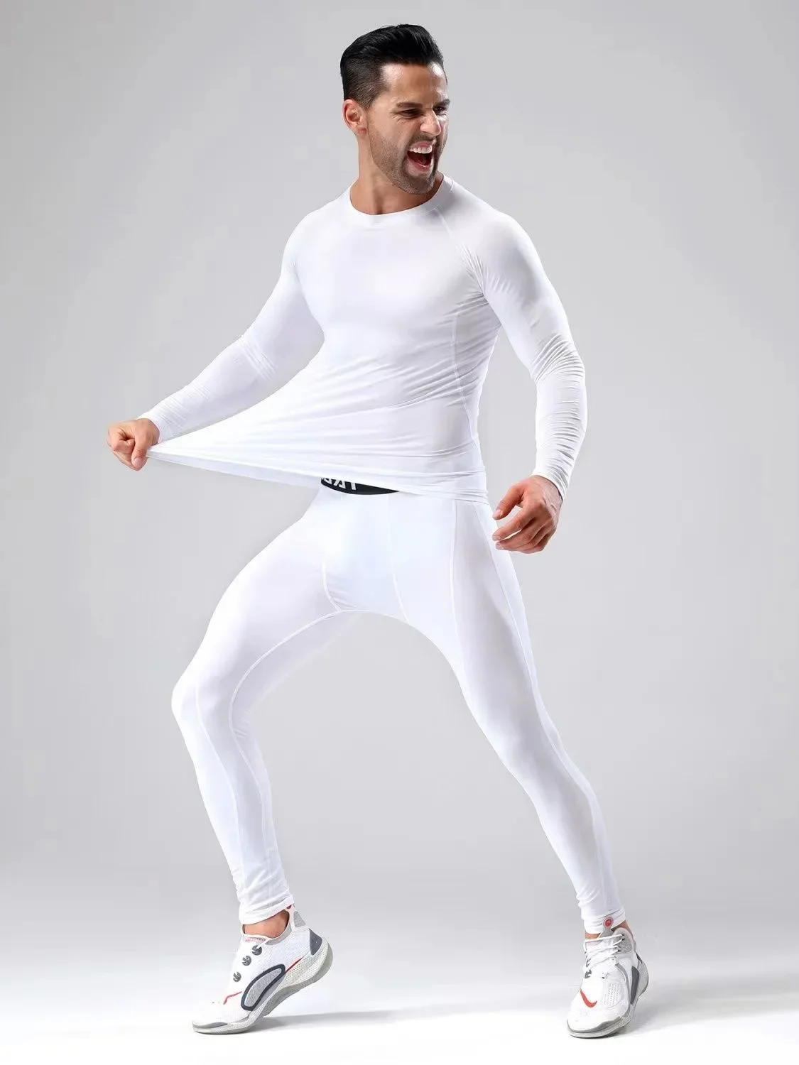 2pcs Men Compression Sportswear Suit Elastic Training Sports Yoga Sets Workout Jogging Fitness Clothing Tracksuit Pants Sporting
