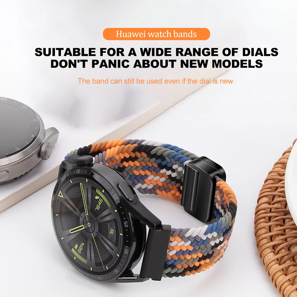 20mm 22mm Nylon Braided Strap for Samsung Galaxy Watch 7 6 5 4 Strap Magnetic Band for Huawei Watch GT6 5Pro GT4 3Pro 46mm Strap