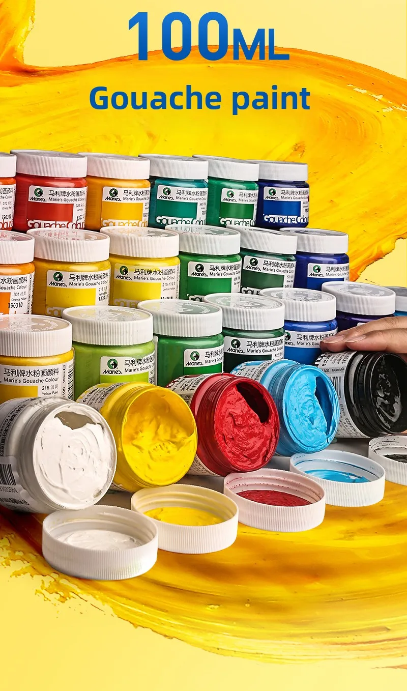 Gouache Paint Set 24 Colors 100ml Canned Water Topography Gouache Paint Art Painting Supplies 300ml Gouache