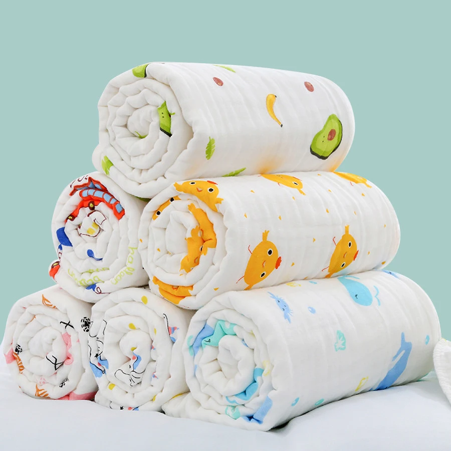 4-Layer Gauze Infant Washcloth Baby Bath Towel Newborn Bathrobe Cotton Swaddle Blanket for Boy Girl Children's Blanket