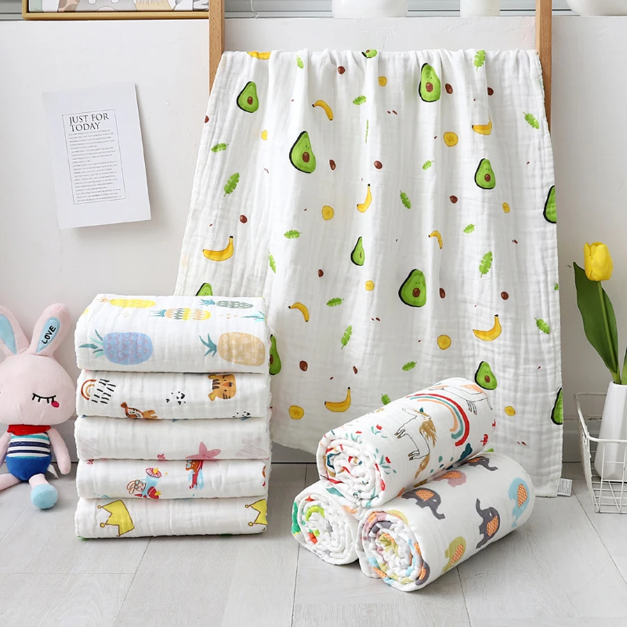 4-Layer Gauze Infant Washcloth Baby Bath Towel Newborn Bathrobe Cotton Swaddle Blanket for Boy Girl Children's Blanket