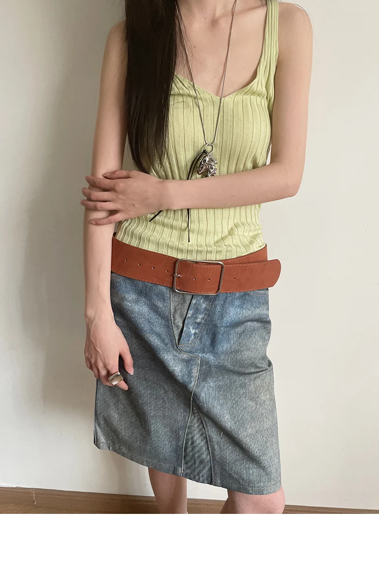 Vintage Marbled Brown Wide Belt For Women Waist Belt With Decorative Design For Skirts And Shirts Exclusive Minimalist Style