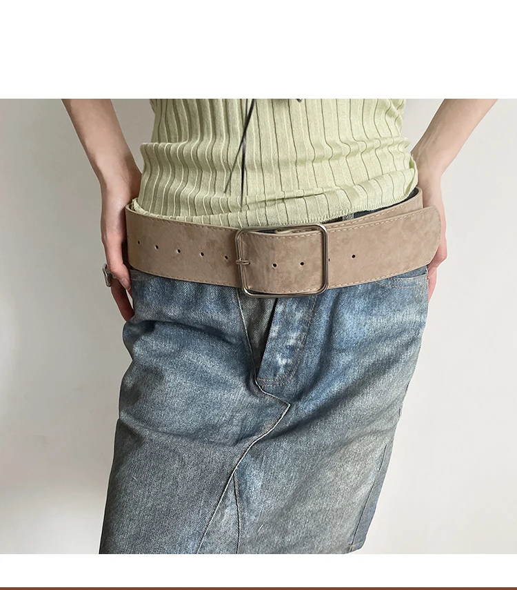 Vintage Marbled Brown Wide Belt For Women Waist Belt With Decorative Design For Skirts And Shirts Exclusive Minimalist Style