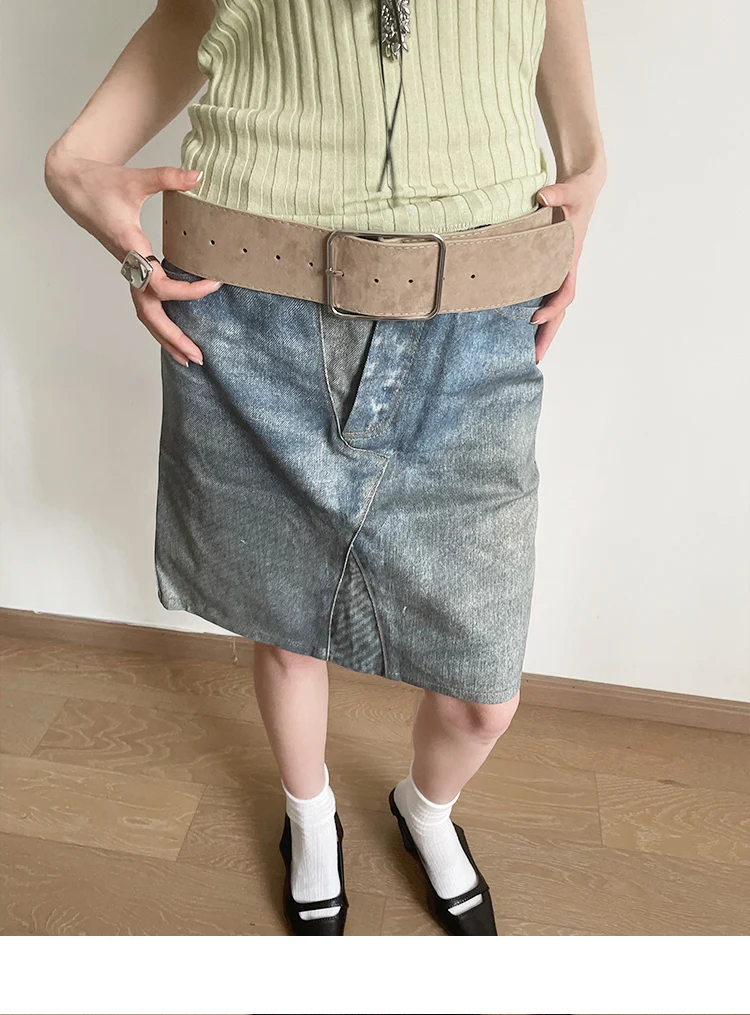 Vintage Marbled Brown Wide Belt For Women Waist Belt With Decorative Design For Skirts And Shirts Exclusive Minimalist Style