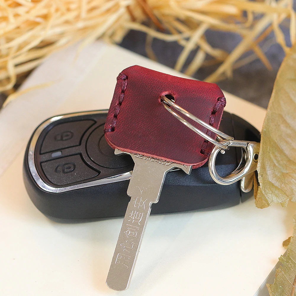 Vintage Handmade Leather Car Keychain - Universal Genuine Leather Case, Personalized Craft Gift In Stock