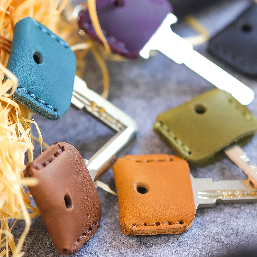 Vintage Handmade Leather Car Keychain - Universal Genuine Leather Case, Personalized Craft Gift In Stock