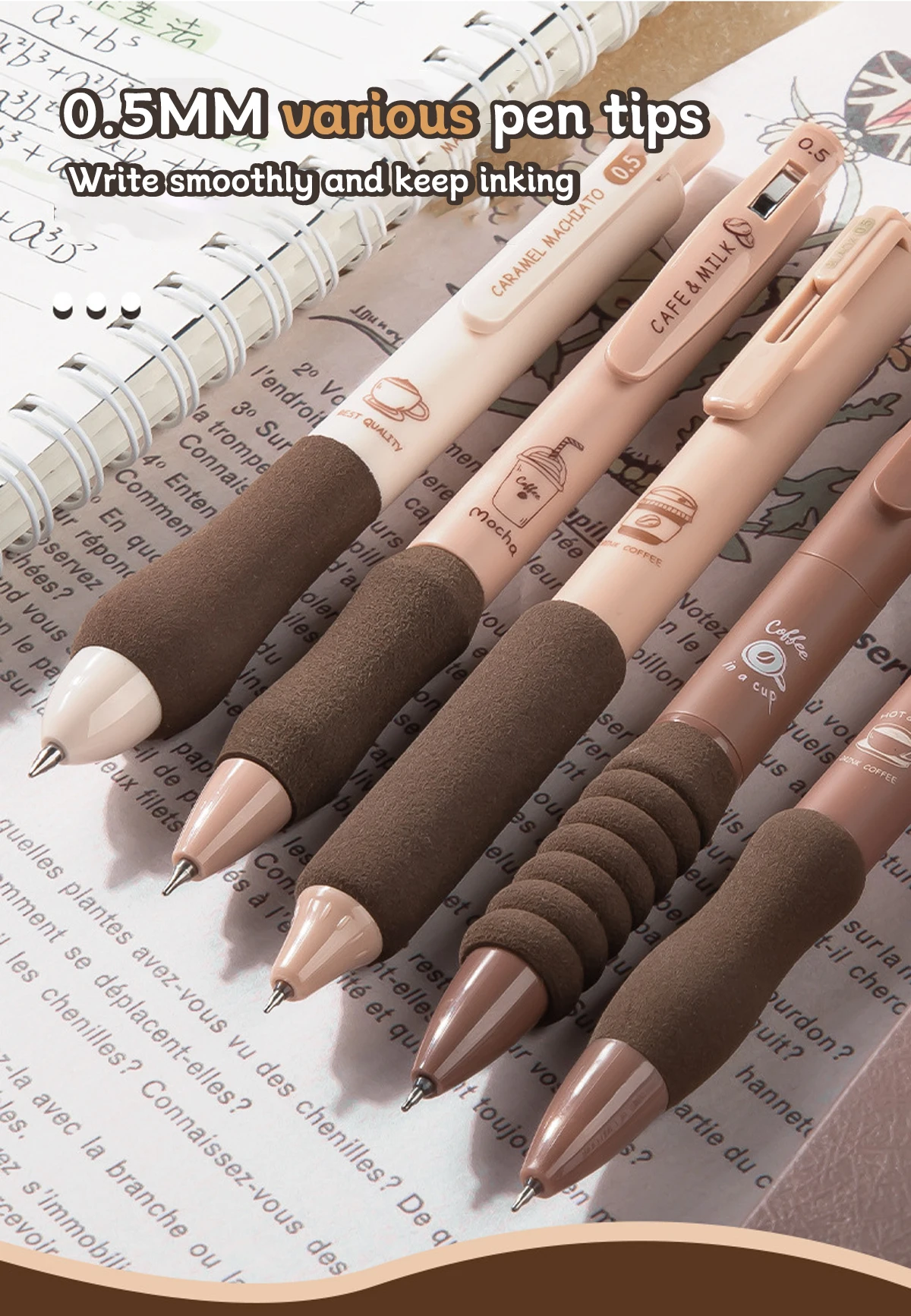 5pcs/set Kawaii 0.5mm Quick-drying Neutral Pen ST Pen Head High-value Gel Pen School Student Office Stationery Supplies
