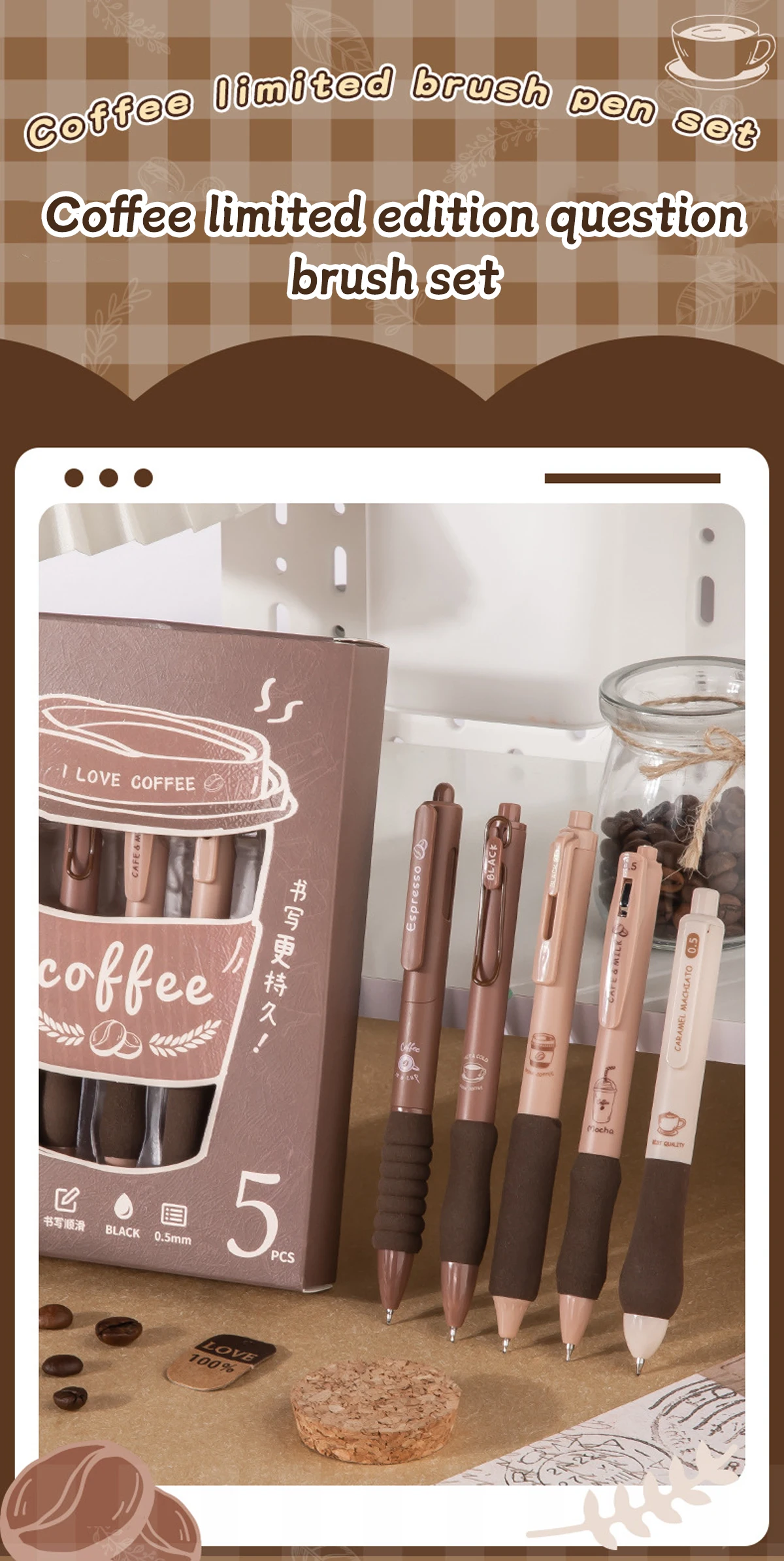 5pcs/set Kawaii 0.5mm Quick-drying Neutral Pen ST Pen Head High-value Gel Pen School Student Office Stationery Supplies