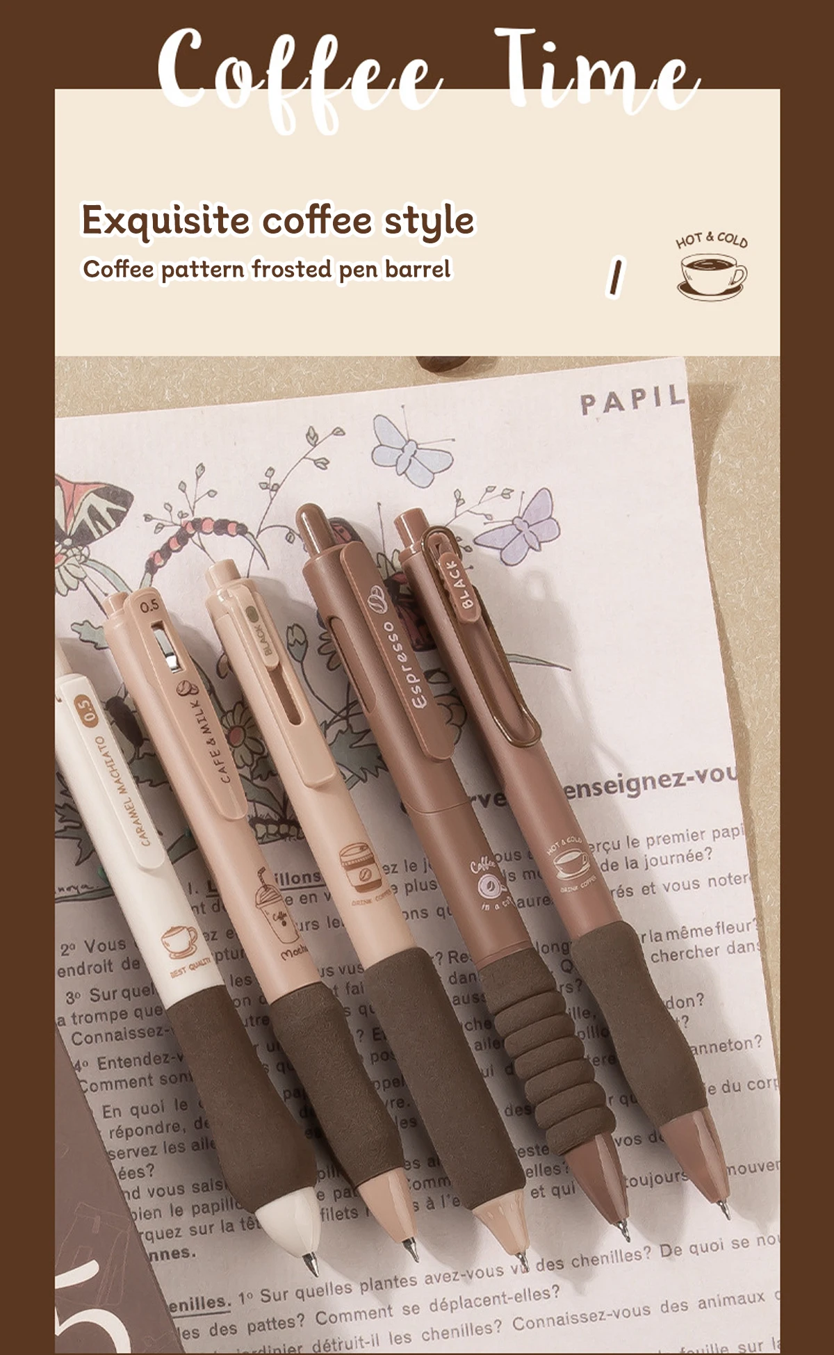 5pcs/set Kawaii 0.5mm Quick-drying Neutral Pen ST Pen Head High-value Gel Pen School Student Office Stationery Supplies