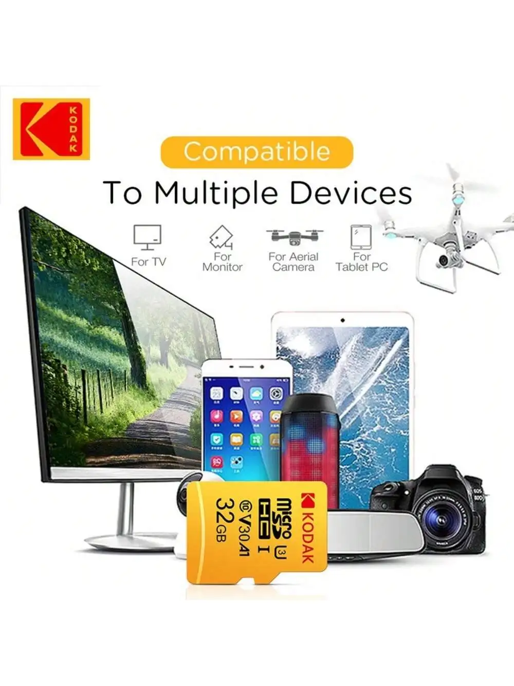 Kodak Micro SD 32GB-256GBMemory Card - High Speed Class 10 U3 UHS-I for Smartphones, Digital Cameras, Tablets and Drones Chri