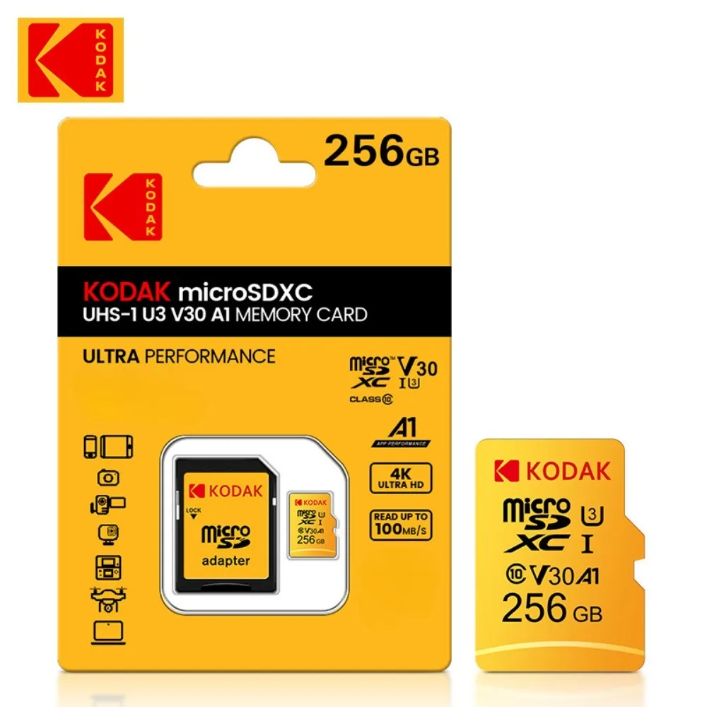 Kodak Micro SD 32GB-256GBMemory Card - High Speed Class 10 U3 UHS-I for Smartphones, Digital Cameras, Tablets and Drones Chri