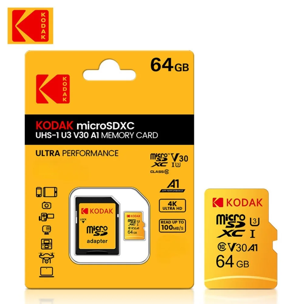 Kodak Micro SD 32GB-256GBMemory Card - High Speed Class 10 U3 UHS-I for Smartphones, Digital Cameras, Tablets and Drones Chri