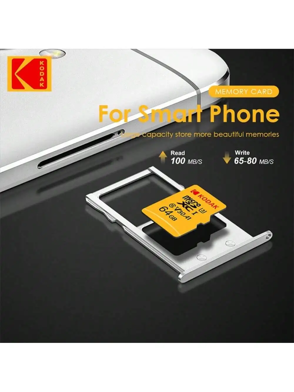 Kodak Micro SD 32GB-256GBMemory Card - High Speed Class 10 U3 UHS-I for Smartphones, Digital Cameras, Tablets and Drones Chri