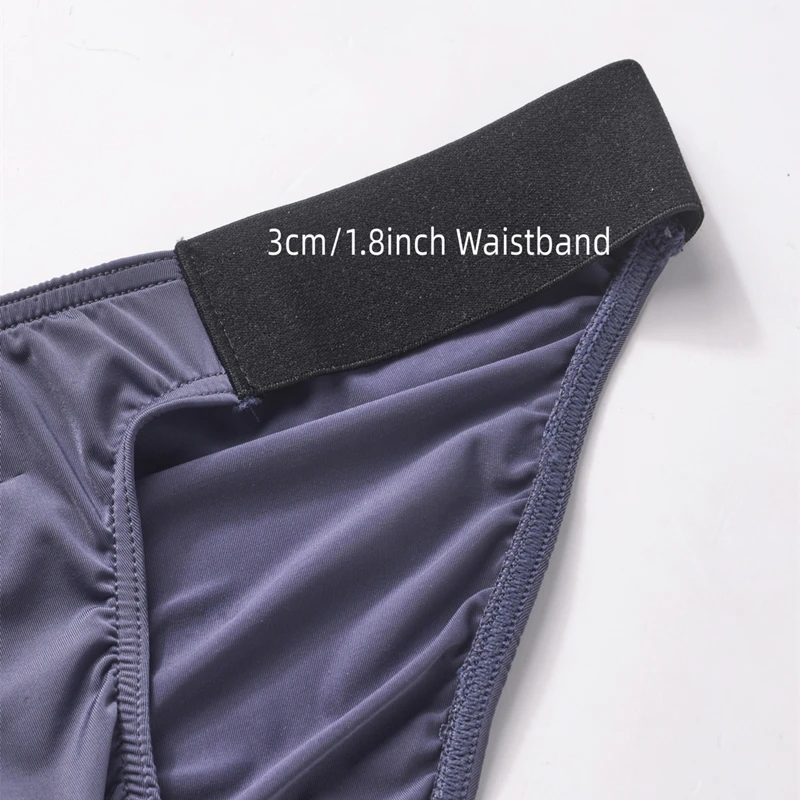 Ice Silk Briefs Men Underwear Male Wide Belt Panties Sexy U Pouch Wrinkle Back Bikini Slips Hombre Breathable Exotic Lingerie