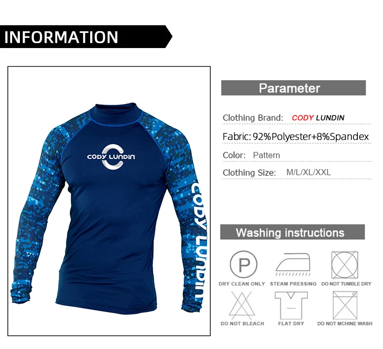 High Elasticity Couple UPF 50+ Long Sleeve Rash Guard Men Quick Dry Surf Shirt Sun Protection Swimwear for Swimming Beach Sports