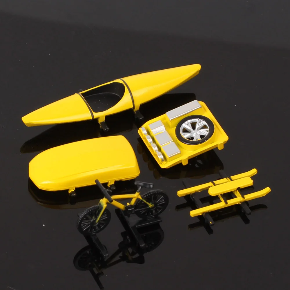 CM 5pcs/set Car Roof Accessories For 1/64 Model Cars Toy Miniatures Plastic Luggage Box Rack Kayaking Sledding Bicycle