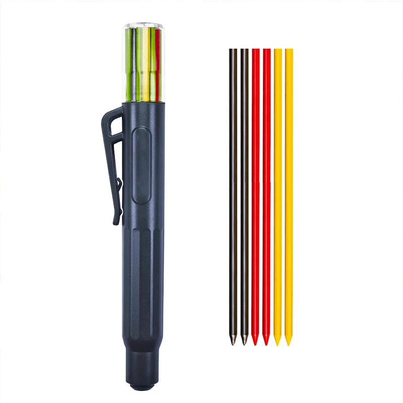 2.8mm Replacement Pencil Lead Rotate Out the cores Design Black,Colored Woodworking Pencil core Deep Hole Lead Marking Tool