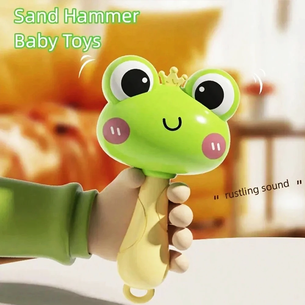 Cartoon Rattle, Newborn Sensory Grasp Toy, Chew-Safe Early Ed Handbell for Xmas & Bday Gifts