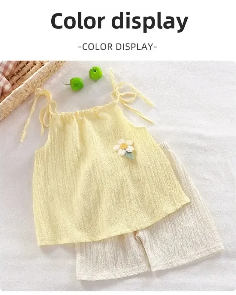 New Girl Set Summer New Korean Fashionable Floral Vest Shorts Daily Wear Two-piece Set Kids Clothes Girls