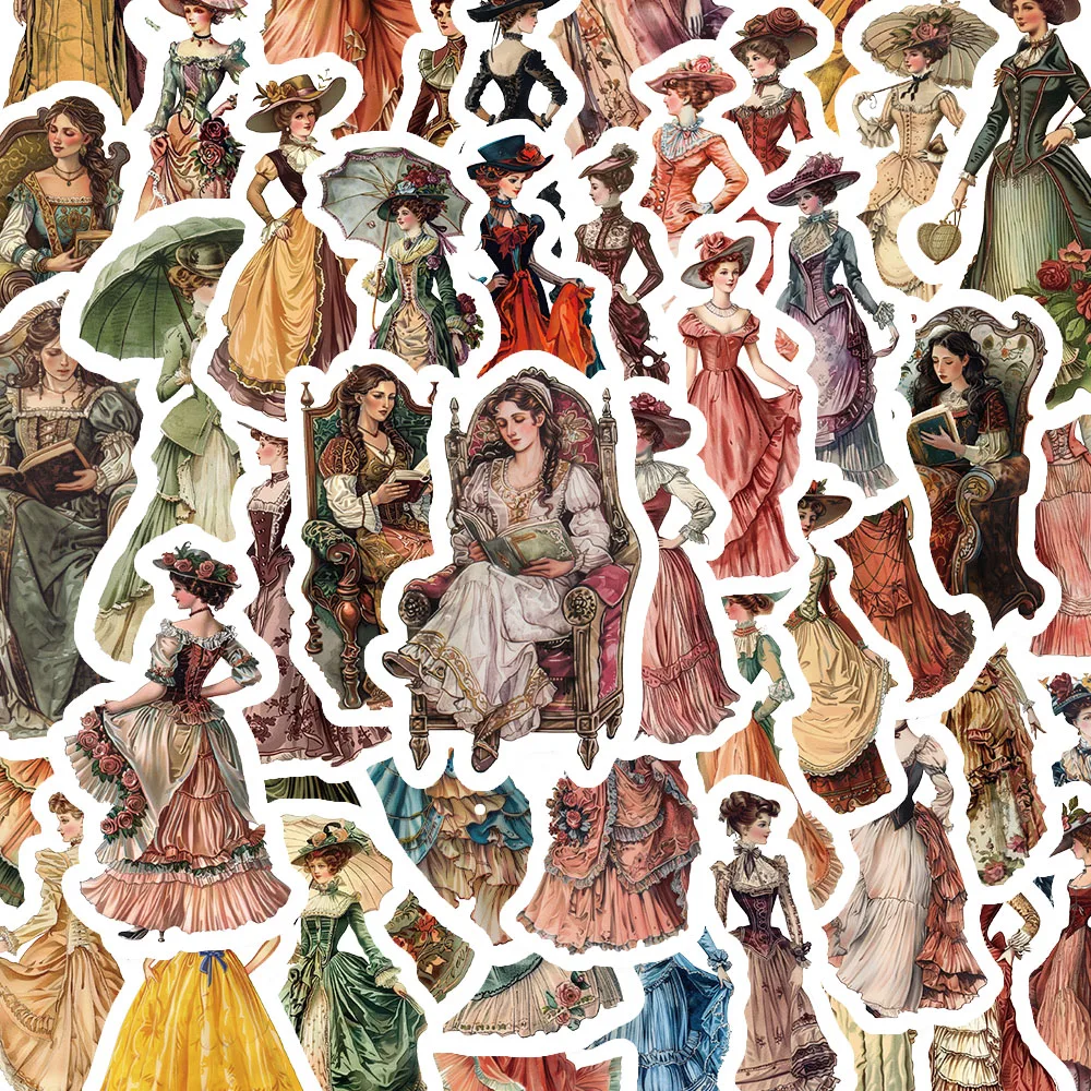50PCS Vintage European and American Character Stickers for Mobile Phones, Laptops, Cups, Photo Frames, DIY Decorative Stickers