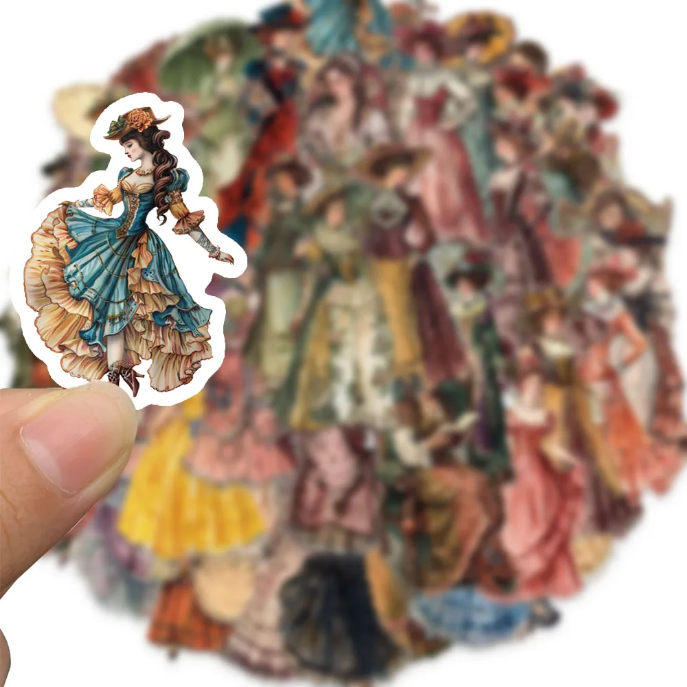50PCS Vintage European and American Character Stickers for Mobile Phones, Laptops, Cups, Photo Frames, DIY Decorative Stickers