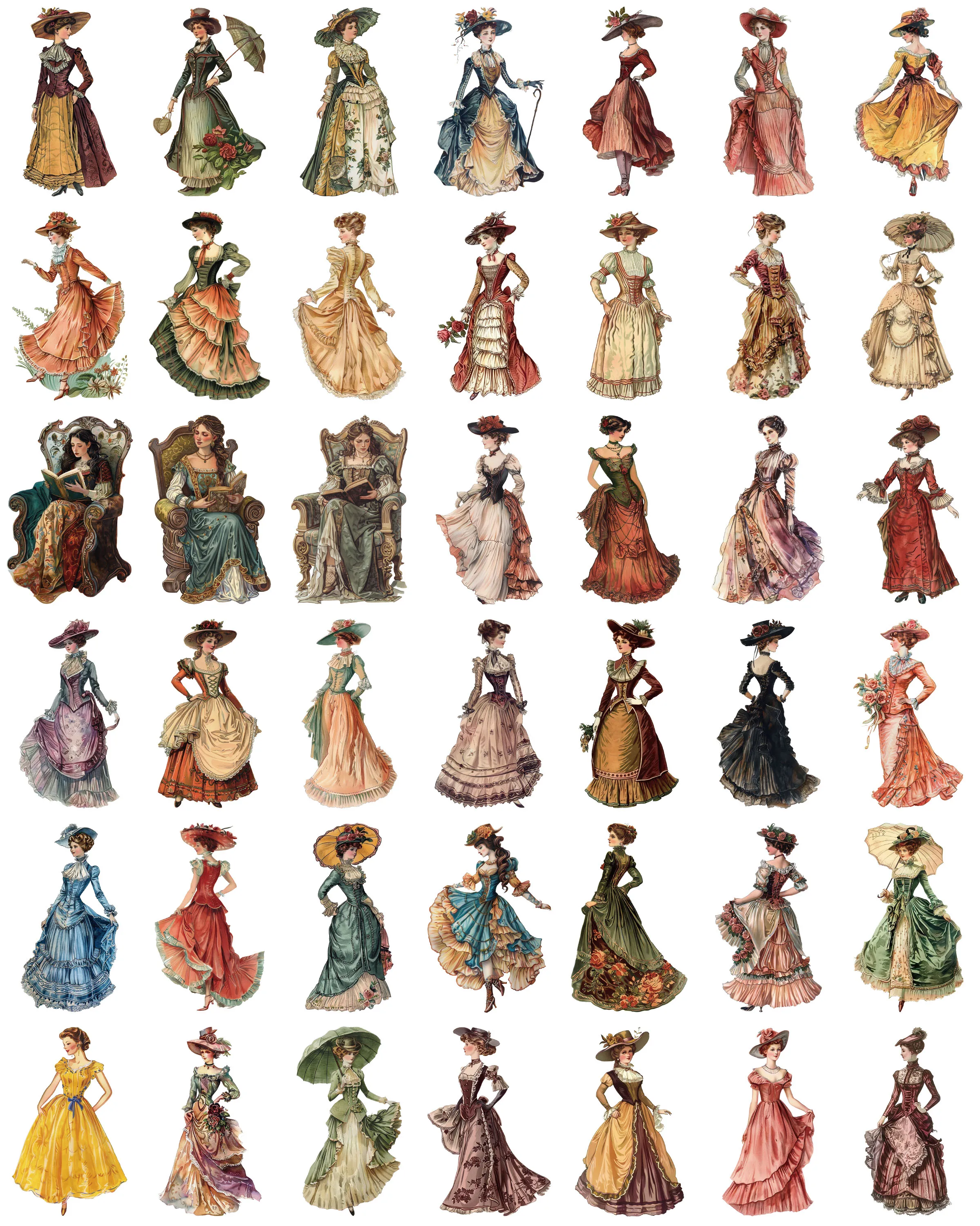 50PCS Vintage European and American Character Stickers for Mobile Phones, Laptops, Cups, Photo Frames, DIY Decorative Stickers
