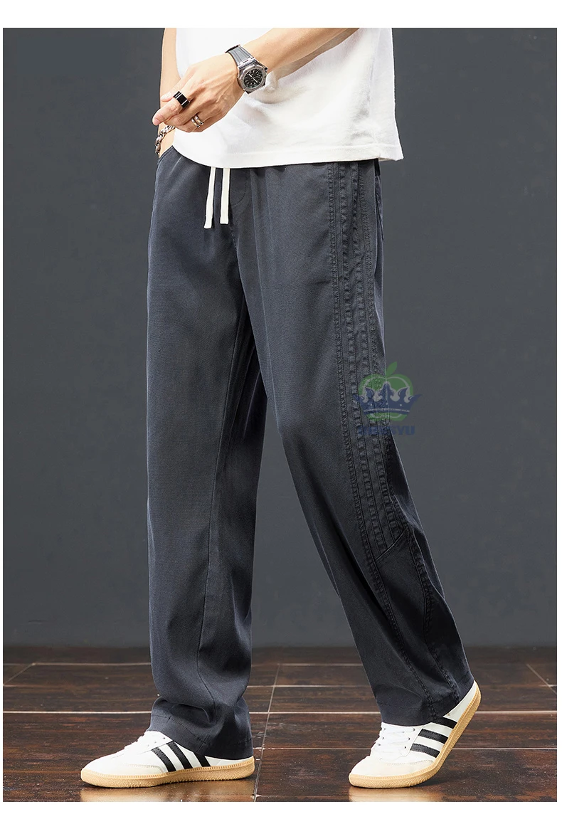 Autumn Soft Lyocell Fabric Pants Men Baggy Straight Wide Leg Pants Elastic Waist y2k Jogging Casual Trousers Plus Size 5XL