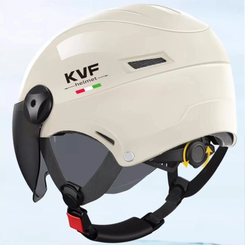 New Motorcycle Helmet MEN Woman Electric Motor Car Scooter Bike Open Face Half Helmet Anti Safety Hat Bicycle Cap With Goggles