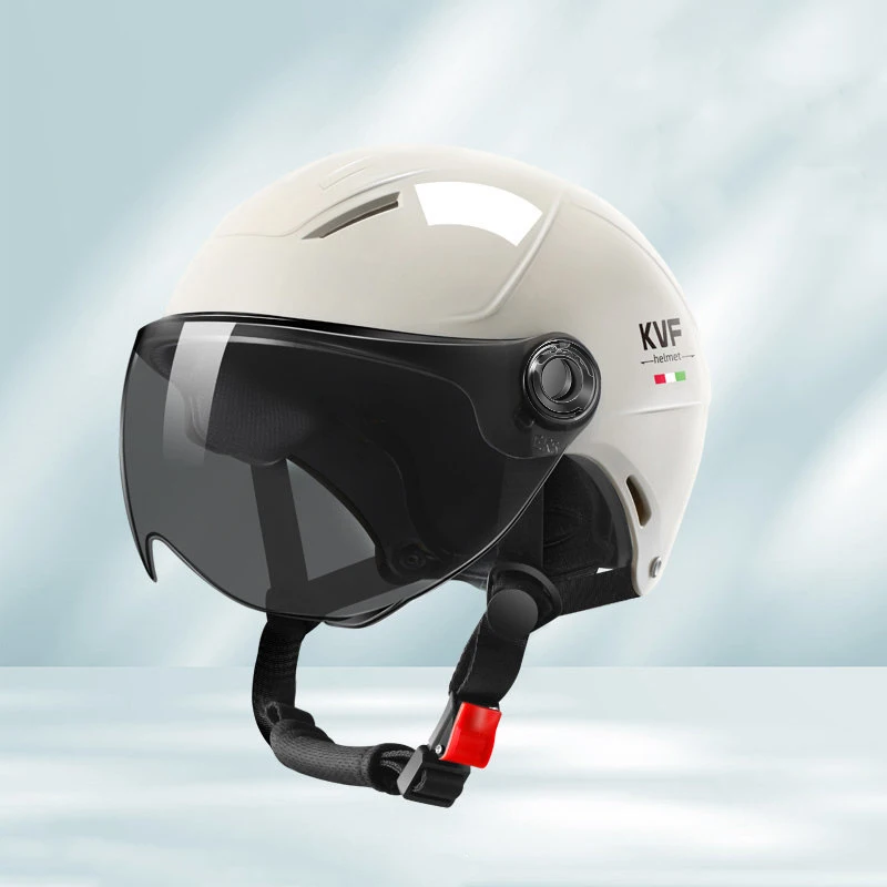 New Motorcycle Helmet MEN Woman Electric Motor Car Scooter Bike Open Face Half Helmet Anti Safety Hat Bicycle Cap With Goggles