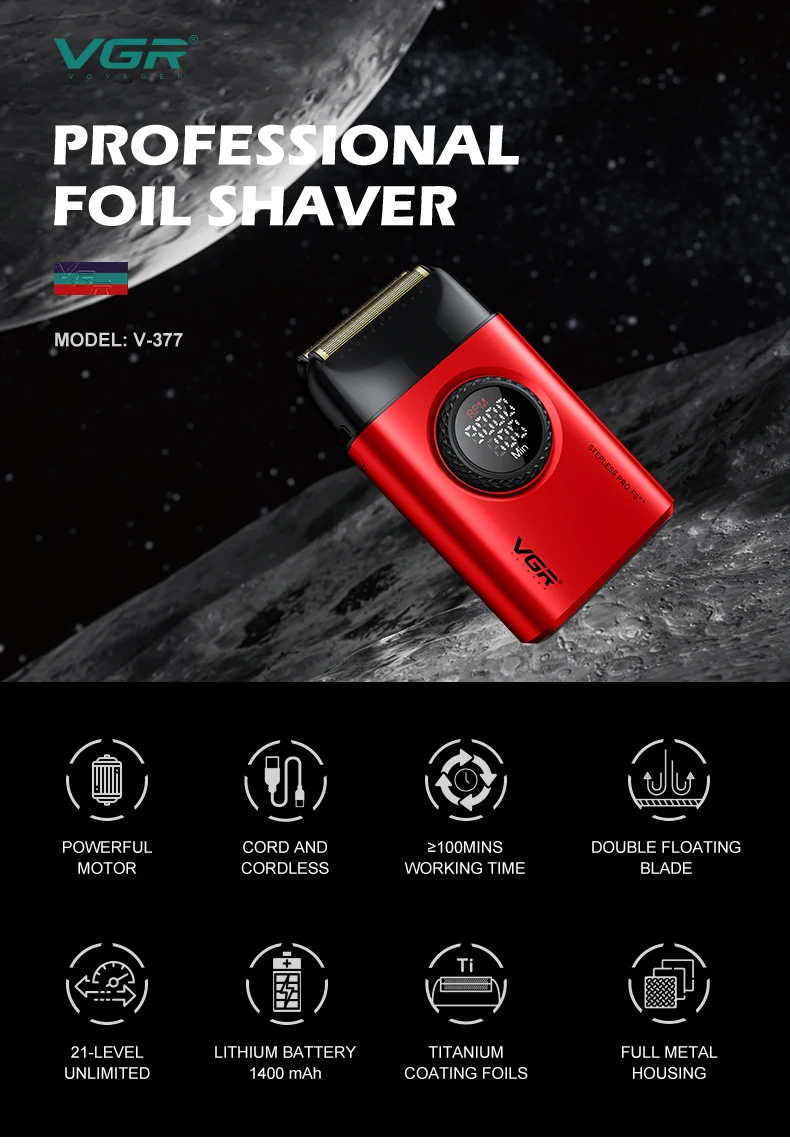 VGR 977 377 new hair trimming set, high-end men's hair clipper, intelligent shaver, whitening device, multifunctional electric c