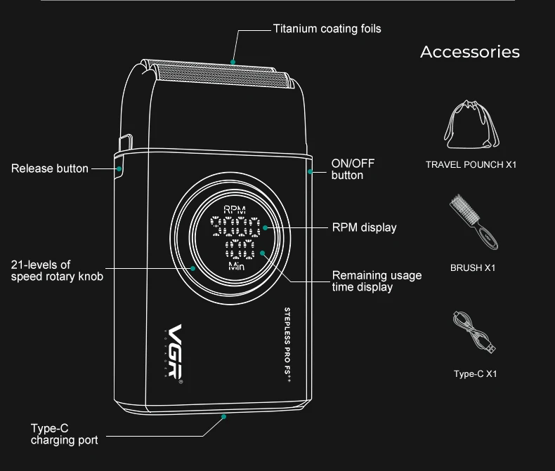 VGR 977 377 new hair trimming set, high-end men's hair clipper, intelligent shaver, whitening device, multifunctional electric c