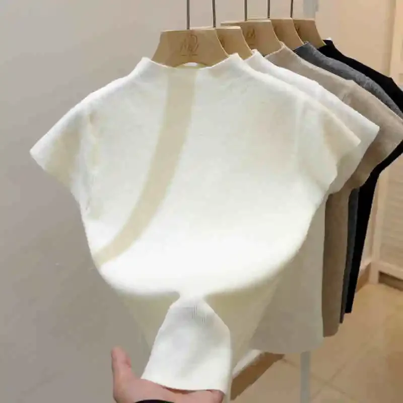 New Woman Clothing Short Sleeve T-shirt Slim Fit Tops Female O-Neck Knitted Sheath Tee Shirt Street Wear Sex Sporty 2026 Y2K