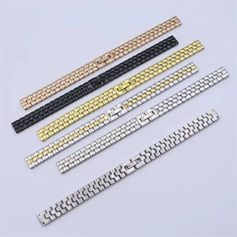 6mm 8mm 10mm 12mm 14mm 16mm For Any Brand Women Stainless Steel Watch Band Strap Ceramic Watchband Rose Gold Mesh Belt Bracelet