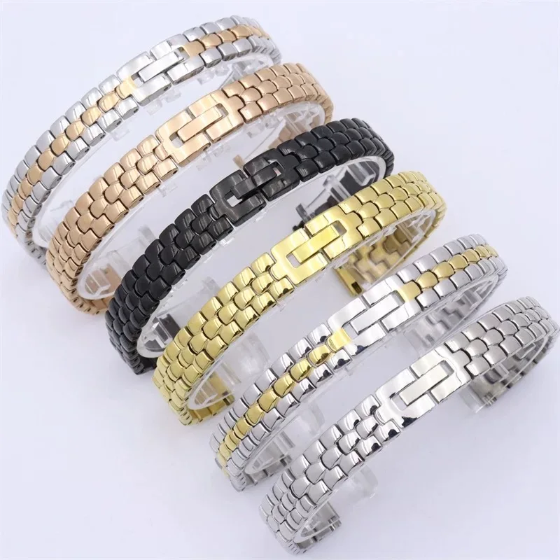6mm 8mm 10mm 12mm 14mm 16mm For Any Brand Women Stainless Steel Watch Band Strap Ceramic Watchband Rose Gold Mesh Belt Bracelet