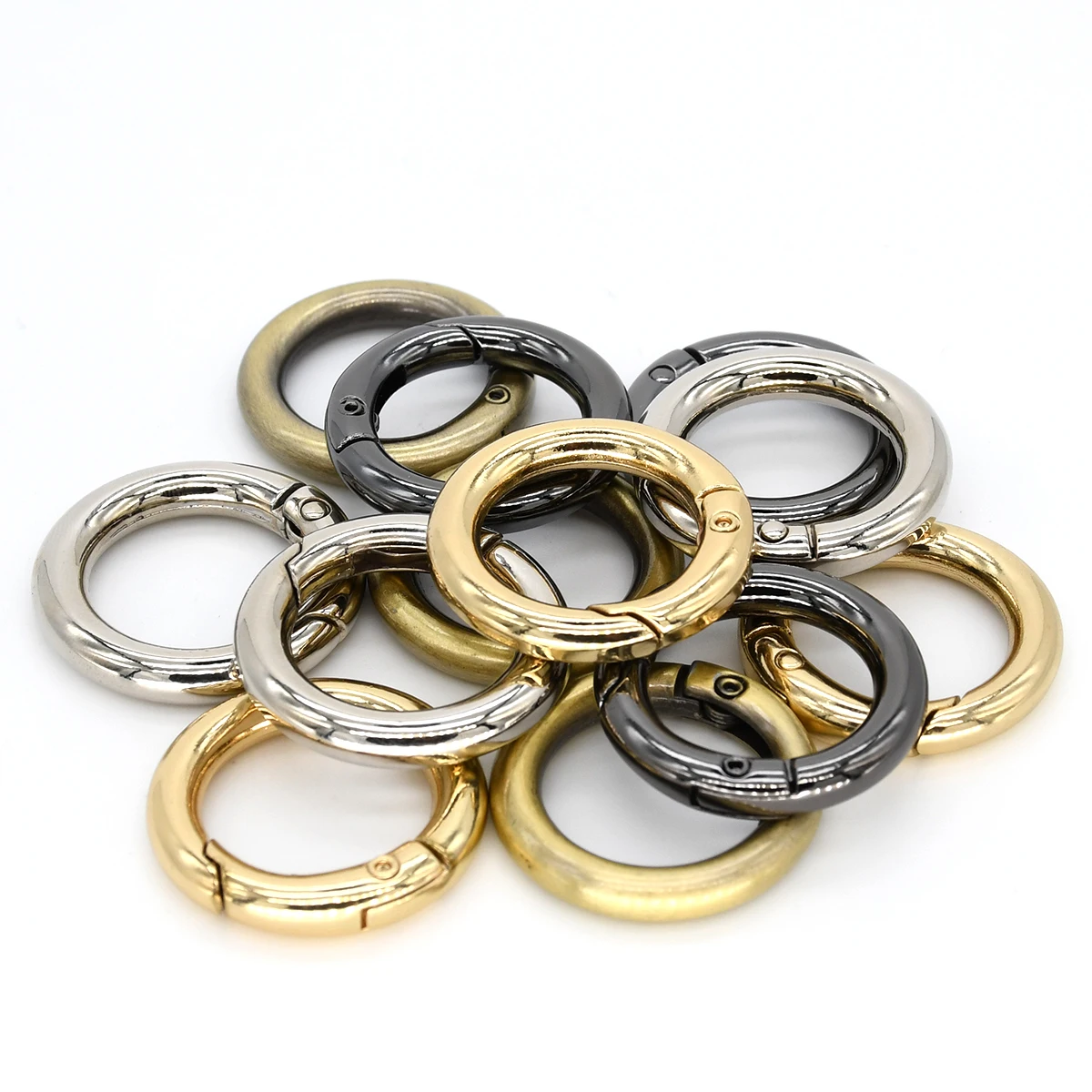 Metal Spring Gate O Ring Openable Keyring Leather Craft Bag Belt Strap Buckle Trigger Snap Clasp Clip Connector DIY Accessory