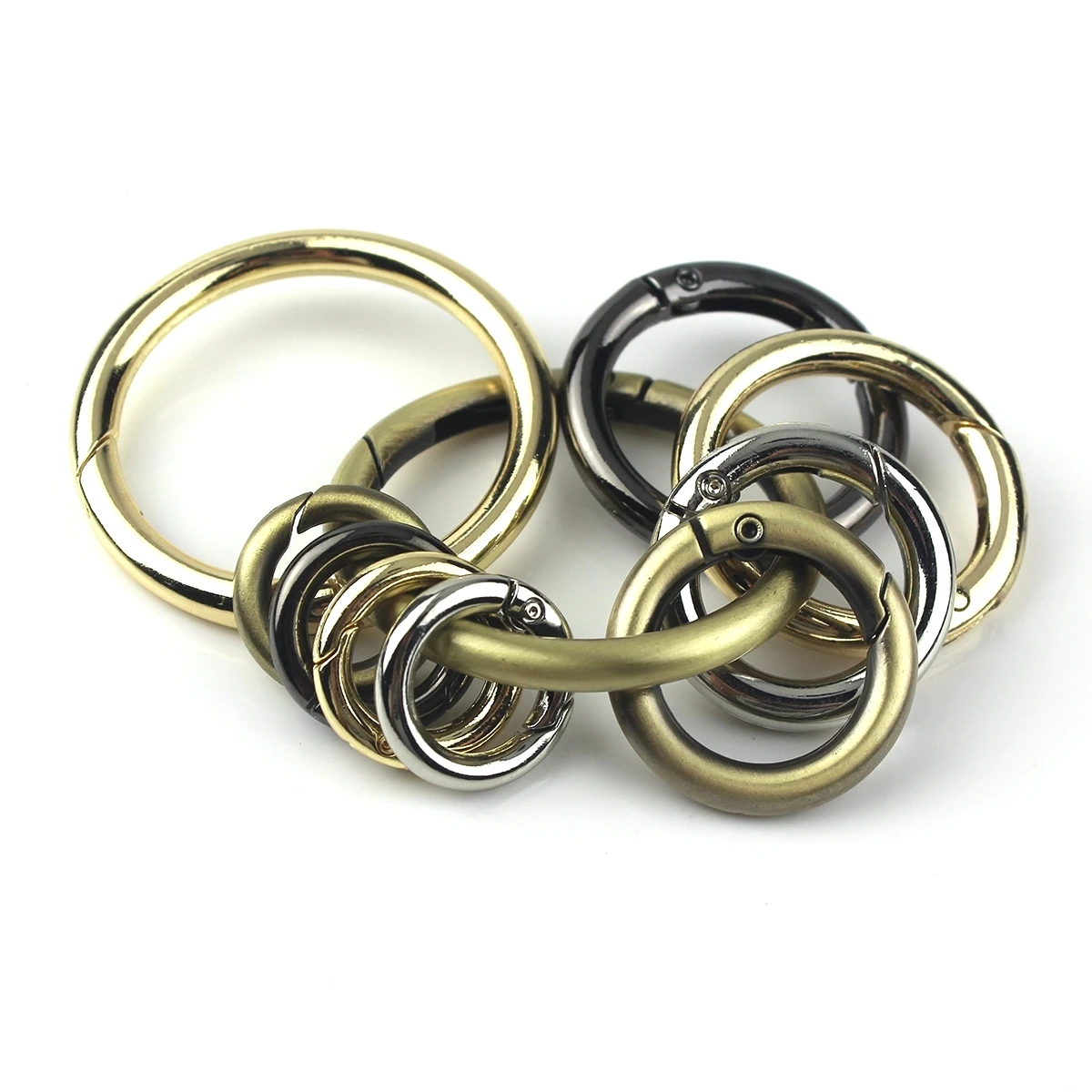 Metal Spring Gate O Ring Openable Keyring Leather Craft Bag Belt Strap Buckle Trigger Snap Clasp Clip Connector DIY Accessory