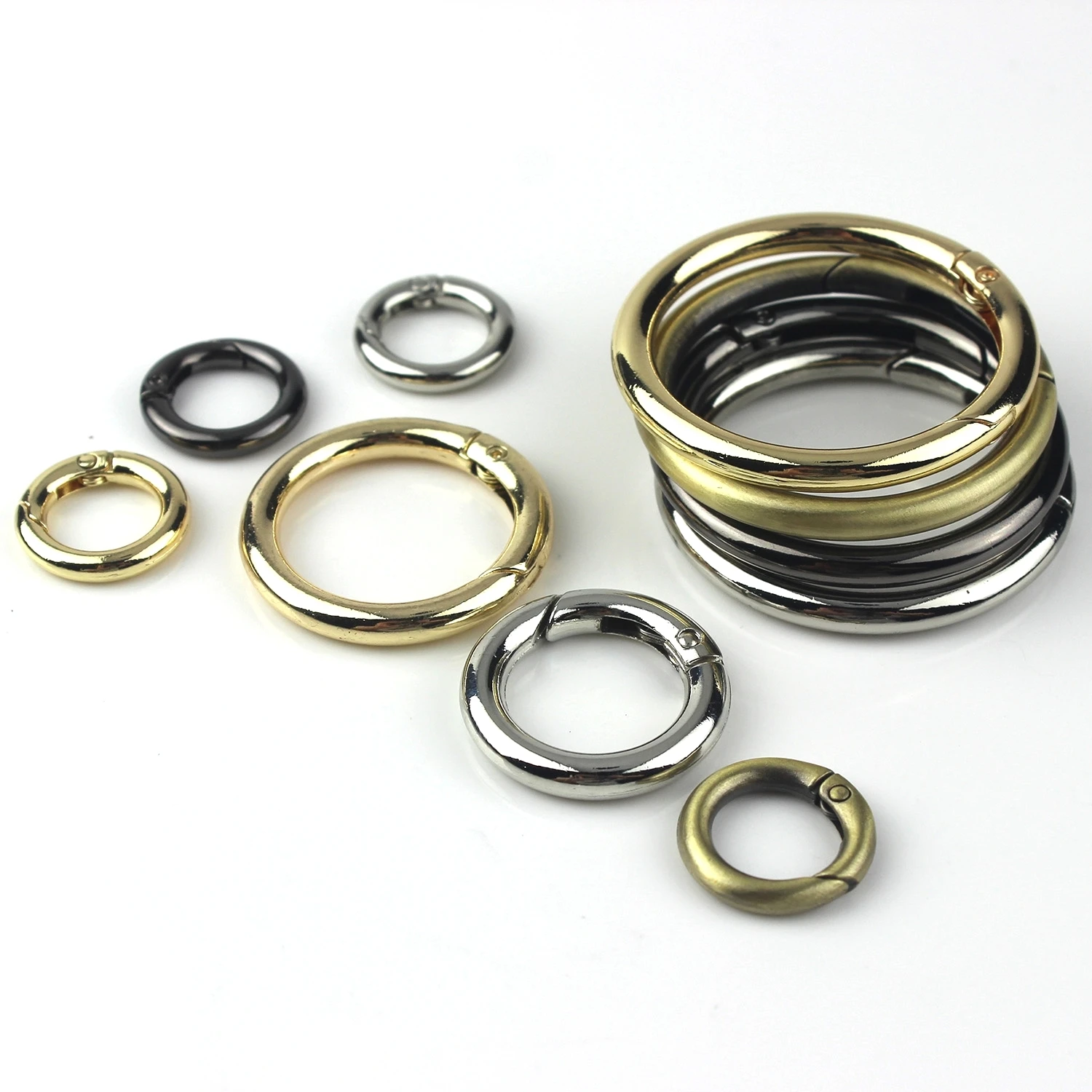 Metal Spring Gate O Ring Openable Keyring Leather Craft Bag Belt Strap Buckle Trigger Snap Clasp Clip Connector DIY Accessory